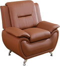 Lounge Comfy Faux Leather Sofa Modern Couch for Small Living Room/Dorm/Bedroom/Office/Apartment for Small Spaces (Orange Single Seat)