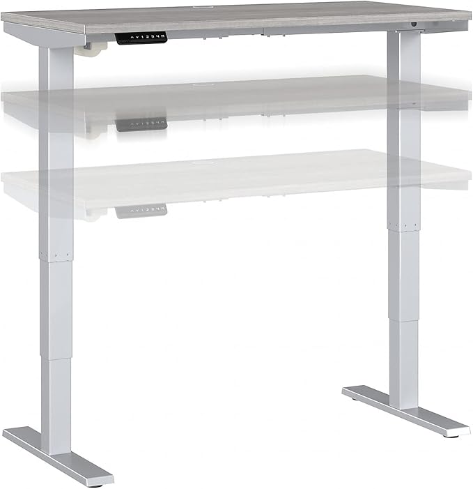 Move 40 Series by Bush Business Furniture 48W x 24D Electric Height Adjustable Standing Desk in Platinum Gray with Silver Base