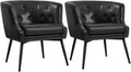 Yaheetech Modern Accent Chair Faux Leather Retro Armchair Upholstered Barrel Chair with Metal Leg and Comfy Seat Cushion for Living Room Bedroom Black Set of 2