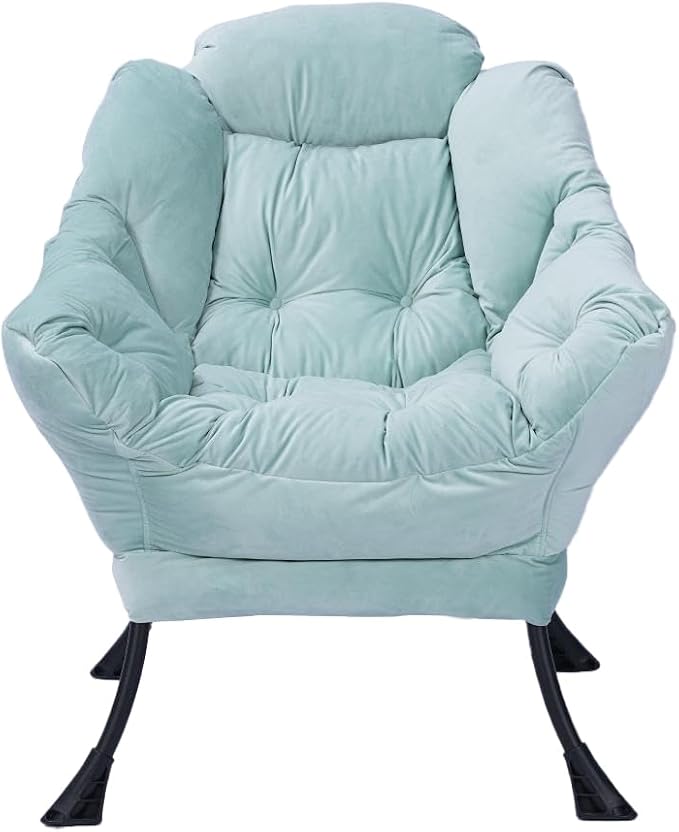 Lazy Chair with Ottoman Modern Large Accent Lounge Chair Leisure Sofa Armchair with Ottoman Reading Chair with Footrest for Bedroom Living Room Dorm Rooms Garden and Courtyard (Green)