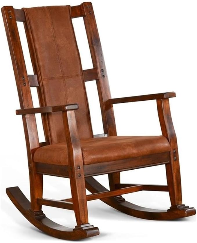 Pemberly Row Wood Rocking Chair Indoor in Chocolate (41 H x 26 W x 22.5 D) for Living Room with Cushion Seat High Back Easy Assembly