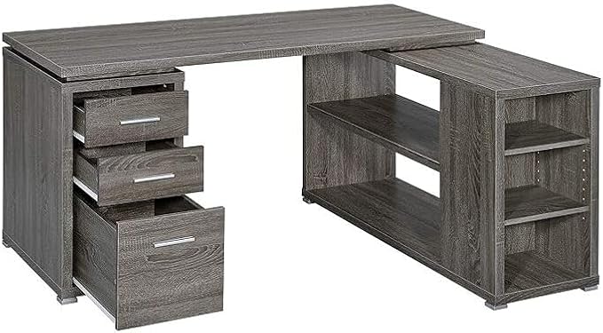 Charm Style Gray Wooden Office Desk 47.25 x 60 x 29.5 Combining Style and Functionality for Study or Home Office Setup