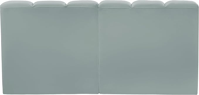 Meridian Furniture 101Mint-S2A Arc Collection Modern | Contemporary Modular Sofa with Soft Mint Green Vegan Leather Deep Channel Tufting Modular 60 W x 31 D x 30 H Mint