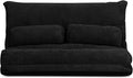 Giantex Adjustable Floor Sofa Couch with 2 Pillows Multi-Functional 6-Position Foldable Lazy Sofa Sleeper Bed Multi-Functional Suede Floor Seating for Reading Gaming (Black)