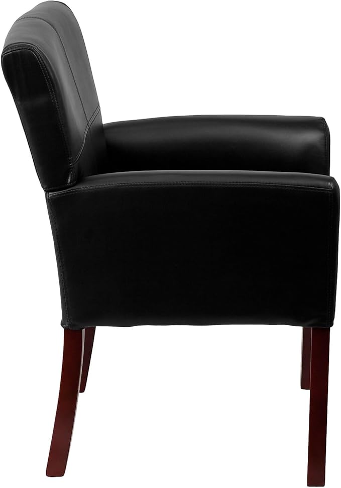 Flash Furniture Taylor LeatherSoft Upholstered Executive Side Reception Chair Lobby Chair with Cushions and Padded Arms Black