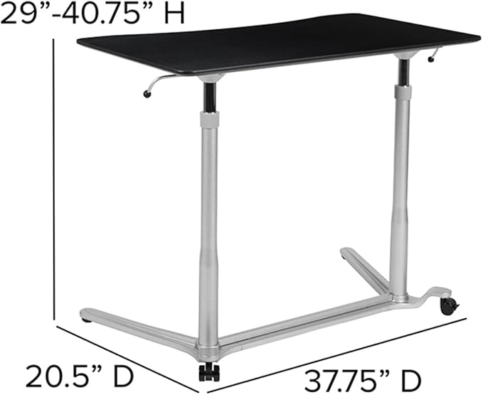 Flash Furniture Merritt Sit-Down Stand-Up Black Computer Ergonomic Desk with 37.375W Top (Adjustable Range 29 - 40.75)