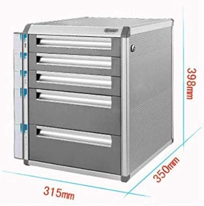 File Cabinet Flat 5 Drawer Desktop Data Storage Box Key Lock Office Cabinet Gray Home Office Furniture Bookshelves (Silver One Size)
