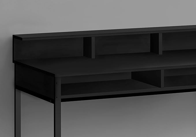Monarch Specialties 7700 Computer Desk Home Office Standing Storage Shelves 48 L Work Laptop Laminate Contemporary Modern Desk-48 Height 47.25 L x 23.75 W x 47.5 H Black/Black Metal