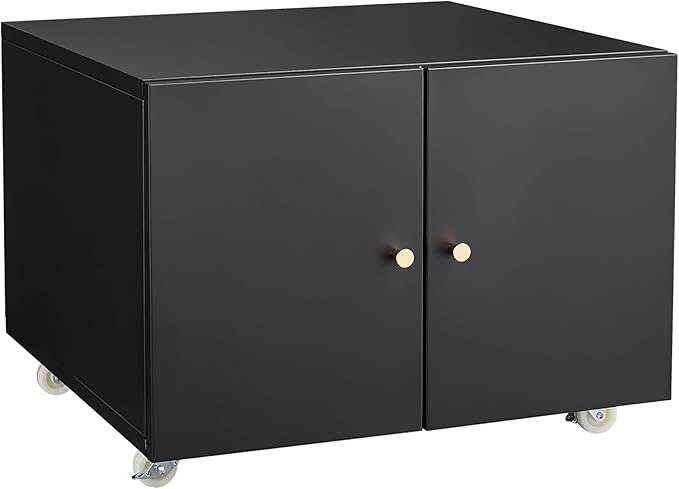 Print Mobile Printer Stand Rolling Filing Cabinet Lateral Office Filing Cabinet fits A4 or Letter Size for Home Office (Black H17.72)