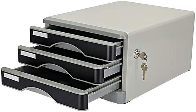 Desktop Three-Tier Metal File Cabinet with Locking Low Cabinet Drawer Type Data Cabinet Storage Cabinet Storage Tin Small Cabinet