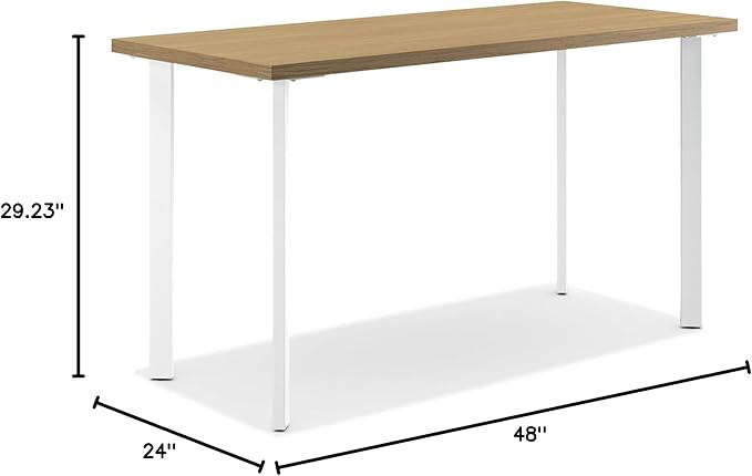 HON Coze Home Office Desks Sturdy Table Computer Desk 48 Natural Recon Top White Base