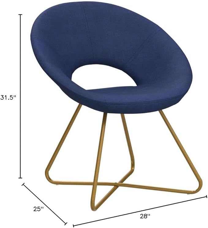 Roundhill Furniture Slatina Silky Velvet Upholstered Accent Chair with Gold Tone Finished Base Blue
