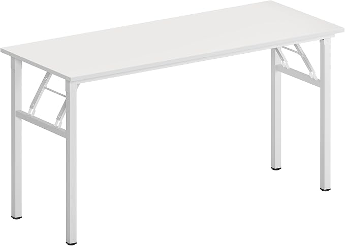 SDHYL Folding Desk 60inch No Assembly Folding Desks for Small Spaces Sturdy Computer Desk Functional Home Office Desks Study Writing Desk Office Table Workstation for Home Office Teak&ampWhite