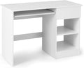 White Computer Desk with Drawers Modern Office Desk with Keyboard Tray and Open Storage Shelf Work Desk for Home Office Small Computer Desk for Small Spaces…