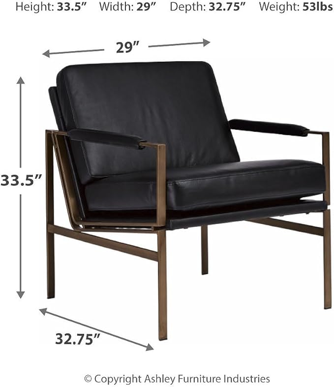 Signature Design by Ashley Puckman Mid-Century Modern Leather Accent Chair Black