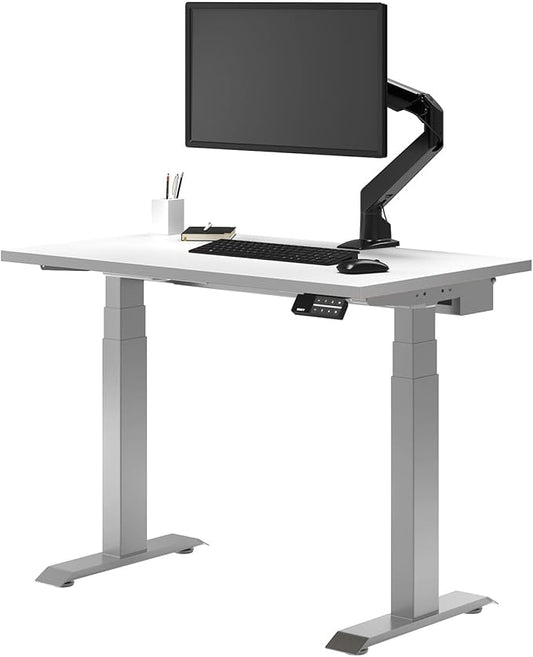Desky Dual Mini Sit Stand 40 x 24 in Compact Desk with Dual Motors 3-Stage Height Range 4 Memory Presets – One-Piece Top for Home Office White