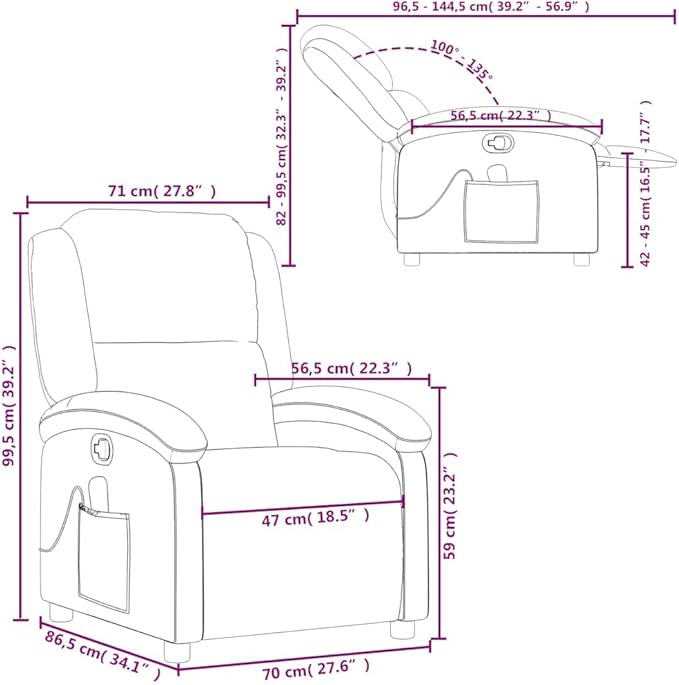 vidaXL Velvet Massage Recliner Lounge Chair - Dark Green Manual Recline USB-Powered Vibration Thick Padding Sturdy Frame