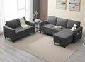 PUREMIND 2 Piece Living Room Sofa Sets Modern 3 Seater Sofa and Loveseat Set for Living Room Linen Fabric L Shaped Sectional Couch with Ottoman + 2-Seat Couch Sets for Livingroom Apartment