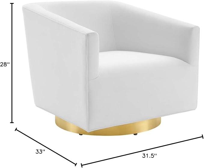 Modway Twist Performance Velvet Accent Lounge Swivel Chair in White