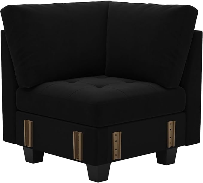Belffin Velvet Corner Seat Module for Modular Sectional Sofa Couch Corner Sofa Couch Chair Black