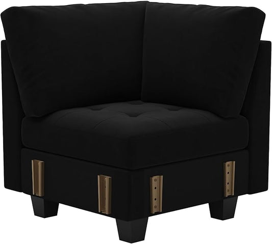 Belffin Velvet Corner Seat Module for Modular Sectional Sofa Couch Corner Sofa Couch Chair Black