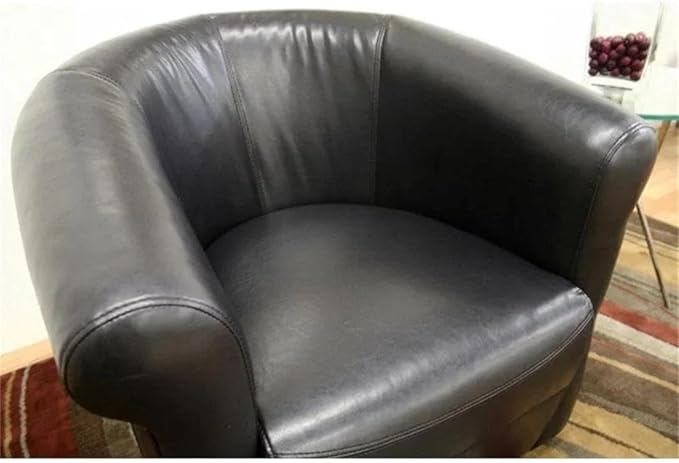 BOWERY HILL Contemporary Faux Leather Swivel Club Chair Black/Brown Finish Plywood Frame Steel Base Dense Foam Cushioning 360-Degree Rotation Accent Chair for Home Office or Living Room