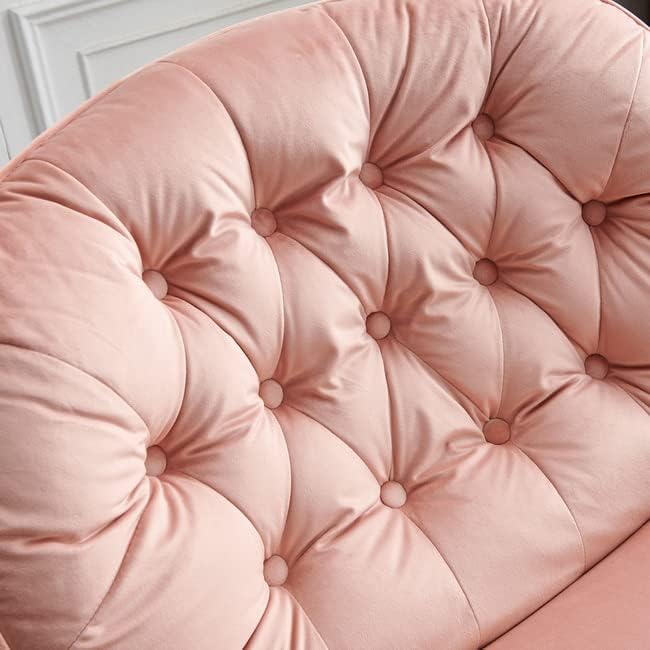 Accent Chair TV Chair Living Room Chair with Ottoman Modern Velvet Lounge Chair with Ottoman Set with Large Metal Base Swivel Leisure Chair for ClubHome Office (Pink#V+New)