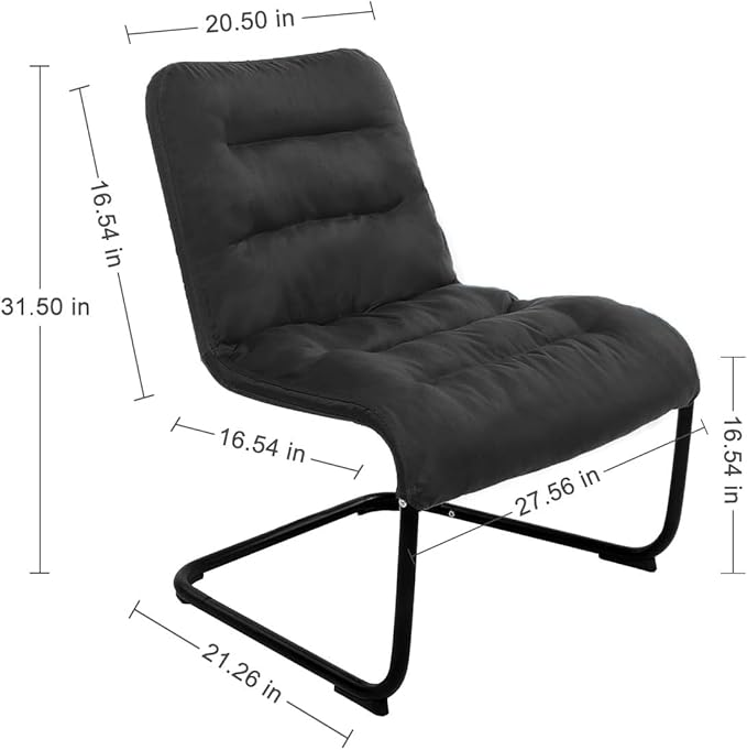 Upholstered Durable Metal Modern Chair with Soft Cushion Black - Ideal for Bedrooms Living Rooms Dorms Indoor Spaces Accent and Lounging