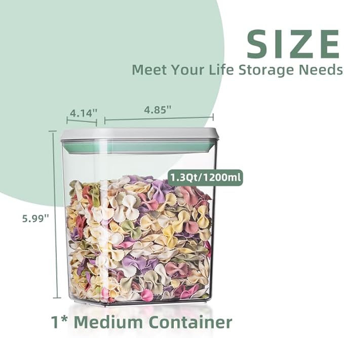 Ankou Pop Airtight Food Storage Containers with Lids- 3 Pcs Stackable One Button Opening Food Containers Kitchen Pantry Storage Containers for Snacks Candy Salt Herbs Spices BPA-Free (1.2 QT * 3)