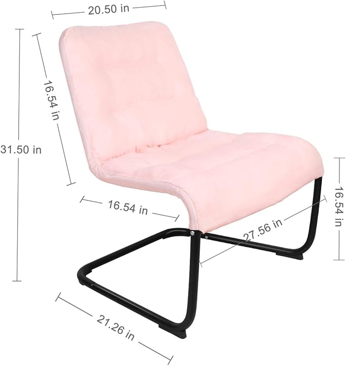 Upholstered Durable Metal Modern Chair with Soft Cushion Pink - Ideal for Bedrooms Living Rooms Dorms Indoor Spaces Accent and Lounging