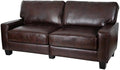 Pemberly Row Contemporary Faux Leather Sofa 73-in Wide in Chestnut Brown Pillow Back Design with Straight Arms Sturdy Hardwood Frame Ideal for Small Apartments Offices or Living Rooms