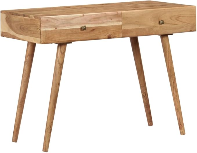 Farmhouse Writing Desk with 2 Drawers 39.3 Wood Computer Desk Study Desk for Home Office Midcentury Laptop Stand Console Table Makeup Vanity Desk Brown