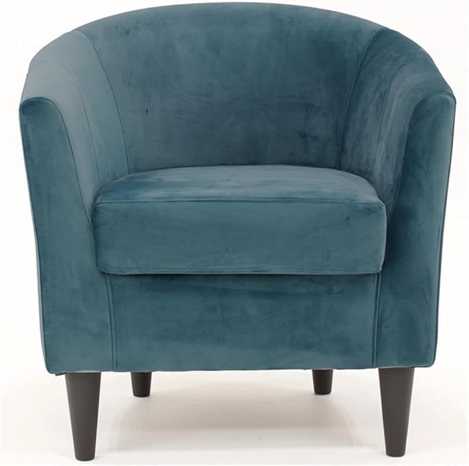Pemberly Row Traditional 17.5 Polyester Fabric Club Chair Blue Finish Padded Seat Durable Construction 32 H x 30.5 W x 27.5 D Comfortable Accent Chair for Living Room or Bedroom