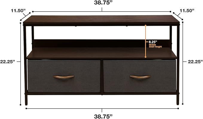 Sorbus TV Stand Dresser with 2 Drawers - Television Riser Chest with Storage - Bedroom Living Room Closet &amp Dorm Furniture