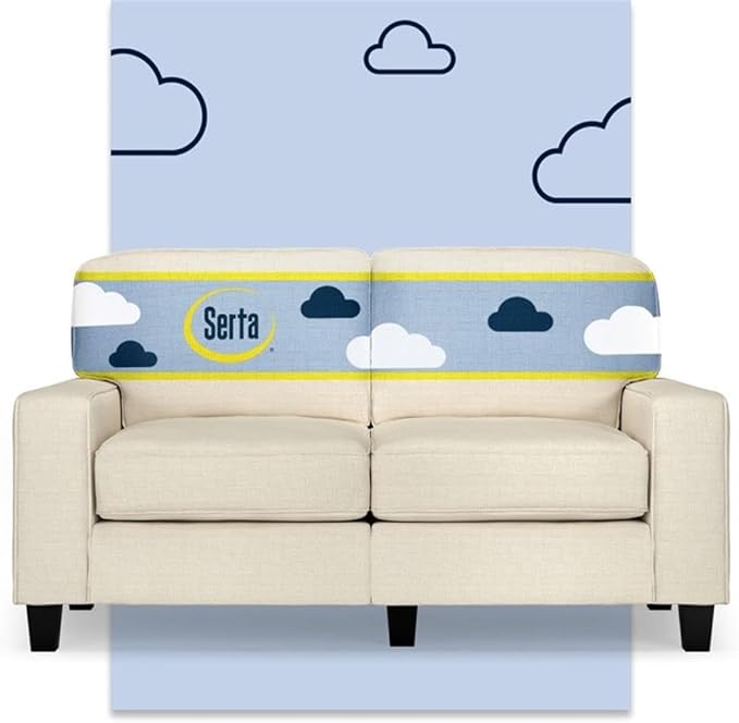 Pemberly Row 61 Track Arm Sofa Loveseat Buttercream Polyester Upholstery Removable Covers Compact Space-Saving Design Solid Wood Frame Modern Minimalist Style for Living Room or Home Office