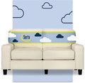 Pemberly Row 61 Track Arm Sofa Loveseat Buttercream Polyester Upholstery Removable Covers Compact Space-Saving Design Solid Wood Frame Modern Minimalist Style for Living Room or Home Office