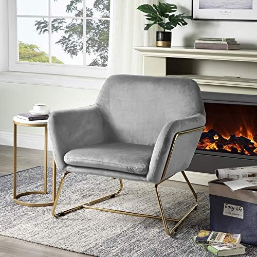 Gray Accent Chair with Metal Base 29.5 for Modern Living Room Decor
