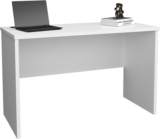 47 Wide Study Desk White Modern Simple Computer Laptop Table Dining Table for Bedroom Living Room Home and Office Kitchen White VU853