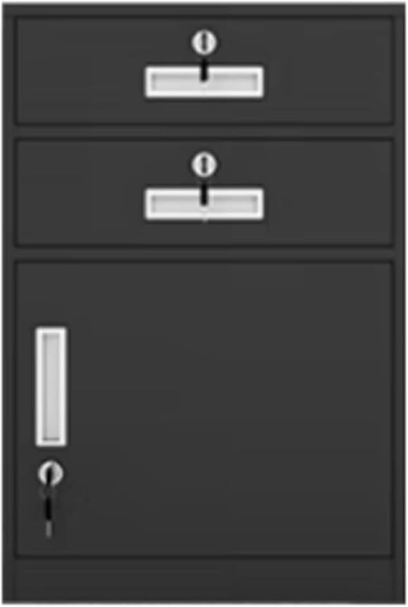 File Cabinet Under Desk Metal Filing Cabinet with Lock 2 Drawer and 1 Cabinet File Cabinet for A4 Sized Letters(Color:Black)