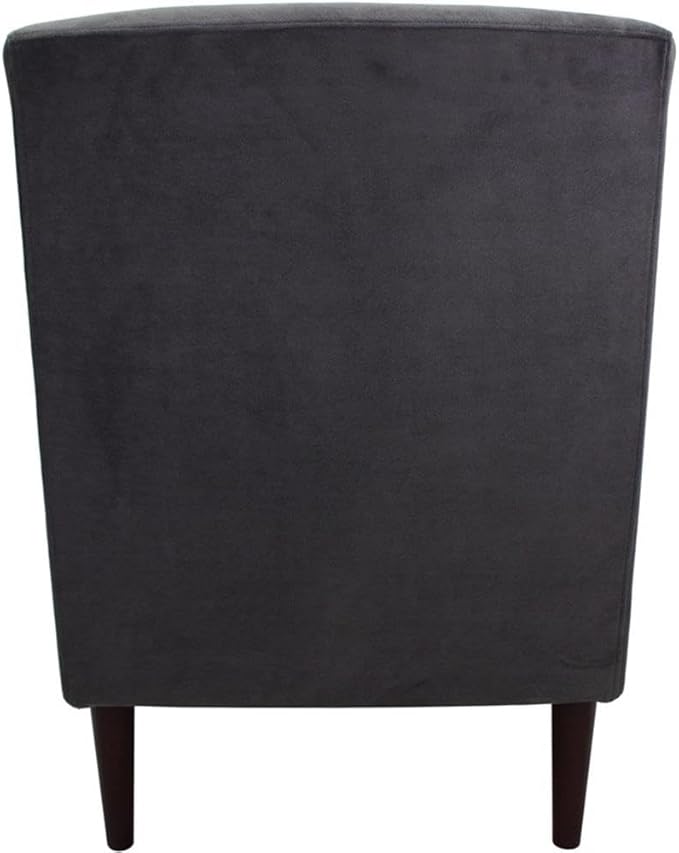 Pemberly Row Rolled Arm Fabric Lounge Chair Dark Gray Upholstery 35 H x 28 W x 30 D Comfortable Accent Chair for Living Room Bedroom or Office Use