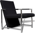 vidaXL Armchair Lounge Chair with Chrome Feet Accent Cube Armchair for Home Office Living Room Bedroom Modern Style Black Faux Leather