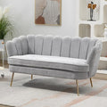 59 Wide Loveseat Sofa Chenille Upholstered Small Couch with Petal-Shaped Design Modern Leisure Sofa with Gold Metal Legs Mini Room Couch for Bedroom Apartment (Light Gray-Chenille)