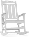 Rocking Chair Outdoor Rocking Chair for Adults HDPE Outdoor Chairs with Footboard All Weather Resistant Porch Rocker White