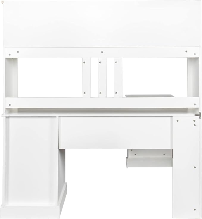 Bellemave L Shaped Desk with Hutch Wood Corner Computer Desk with Storage Drawers and Shelf Modern Home Office Desks L-Shaped Study Table Writing Desk Gaming Desk White