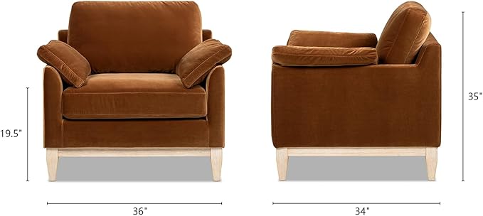 Jennifer Taylor Home Pasadena 36 Wide Modern Farmhouse Accent Arm Chair Burnt Orange Performance Velvet