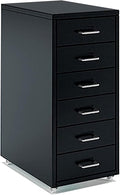 ELEFOCUS Black Filing Cabinet - Filing Kitchen Furniture Storage Cabinets Office Vertical Unit Metal Mobile Display (Size:6)