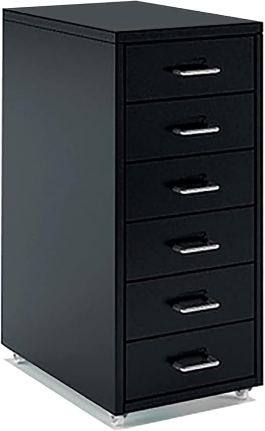 ELEFOCUS Black Filing Cabinet - Filing Kitchen Furniture Storage Cabinets Office Vertical Unit Metal Mobile Display (Size:6)
