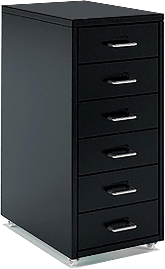 ELEFOCUS Black Filing Cabinet - Filing Kitchen Furniture Storage Cabinets Office Vertical Unit Metal Mobile Display (Size:6)