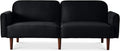 Best Choice Products 77 Mid Century Modern Velvet Loveseat Sofa Couch Convertible Sofa Sleeper Bed w/Real Wood Removable Armrest - Onyx Black
