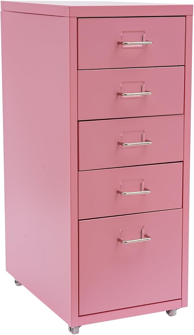 5 Drawer Pink Metal Vertical File Storage Cabinet 5 Drawer File Cabinet with Lock Assembly Required
